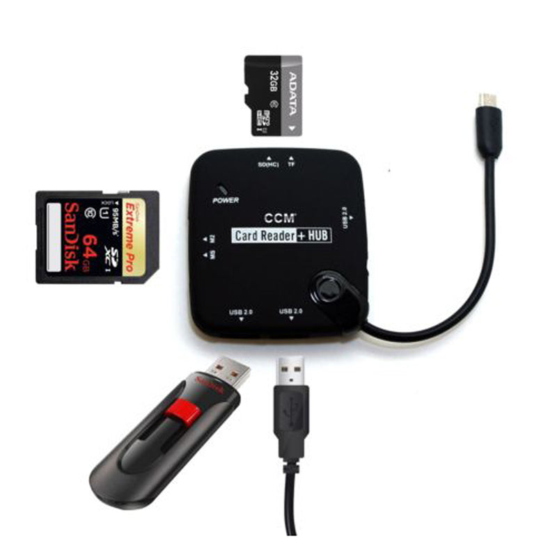 Micro USB to SD TF M2 MS Card Reader OTG Hub for Mobile Phones