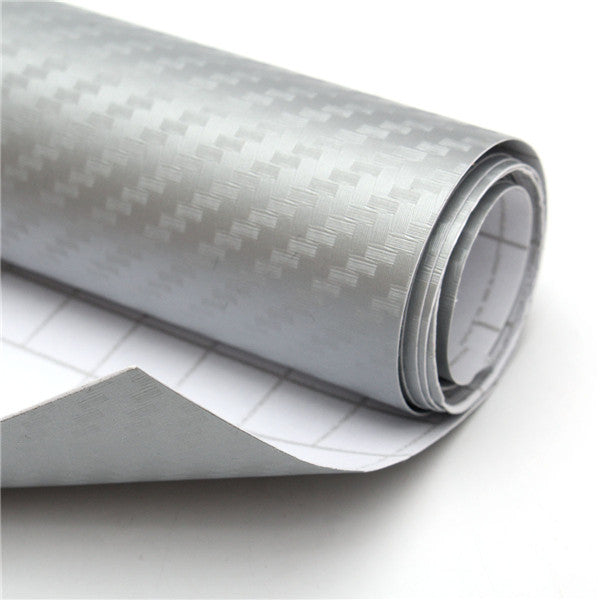 3D Motorcycle Silver Carbon Fiber Vinyl Decal Roll Car Wrap Stickers Sheet Film