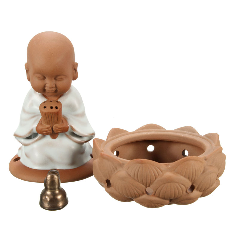 Ceramic Incense Burner Backflow Holder Porcelain Monk Bonze Stove Home Decor