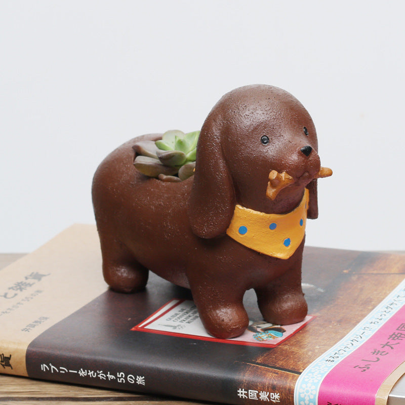 Honana HG-GP4 Creative Akita Dog Husky Dachshund Flower Pot Cartoon Plant Decoration Pot
