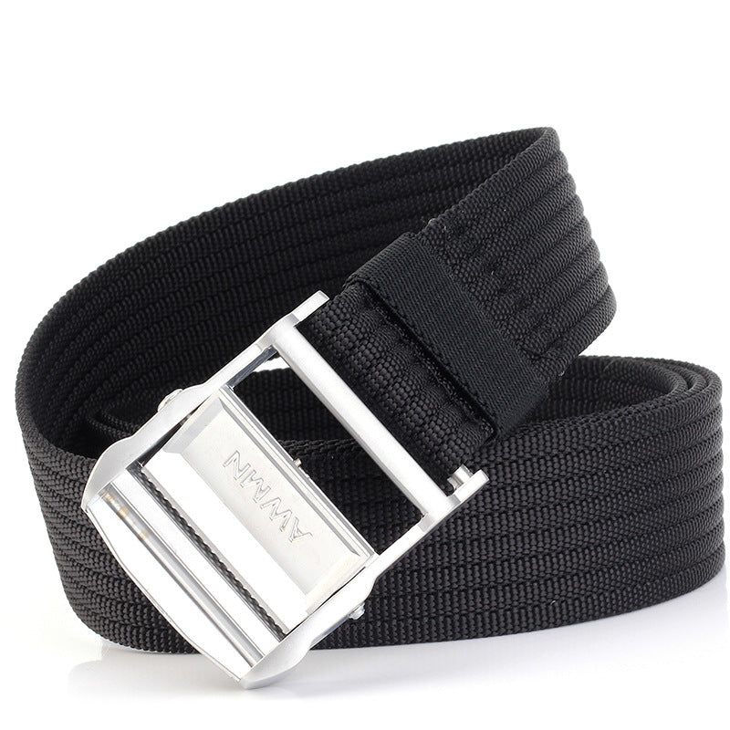 AWMN S02 125cm Silver Buckle Men Women Camouflage Military Tactical Belt Pants Canvas Fabric Belt