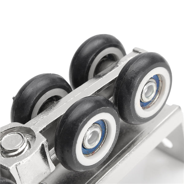 2pcs Stainless Steel Sliding Wooden Door Closet Track Pulley Hanging 12 Wheel