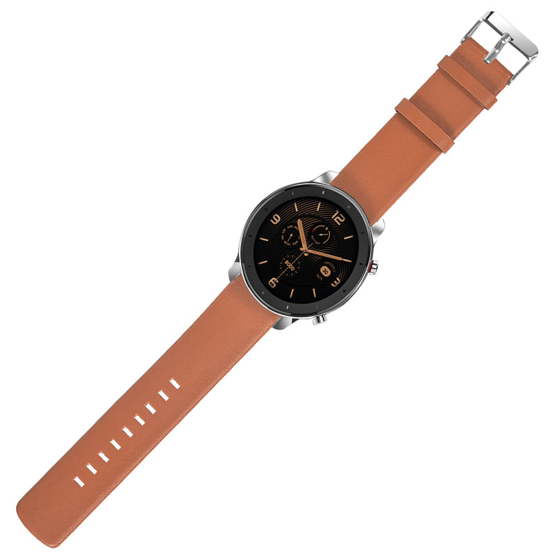 Double-sided Leather Watch Band Watch Strap Replacement for 47mm Amazfit GTR Smart Watch