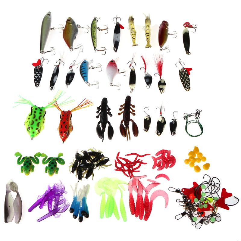 ZANLURE 141pcs/set Fishing Lure Kit Hooks Crankbait Plastic Worms Jigs Artificial Baits With Box