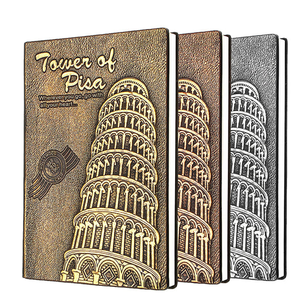 Leaning Tower of Pisa Diary Book Vintage Leather Fashion Notebook Lined Paper 128 Sheets 256 Pages