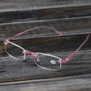 Pink Rimless Light Presbyopic Reading Glasses Fatigue Relieve Strength 1.0 1.5 2.0 2.5 3.0