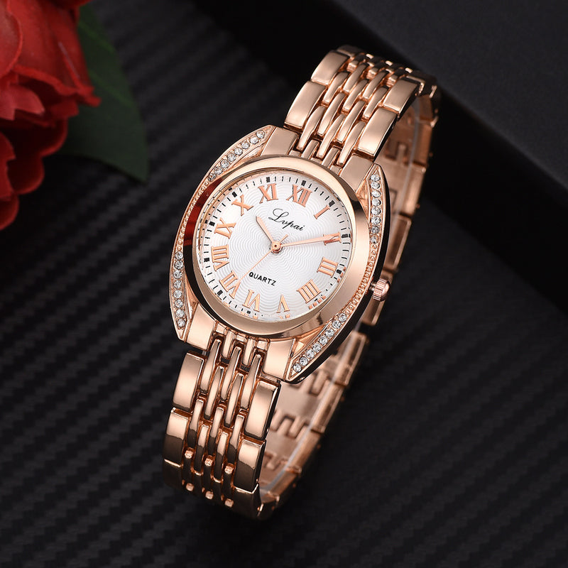 High-end Ladies Roman Numerals Quartz Watch Fashion Casual Steel Belt Women Watch