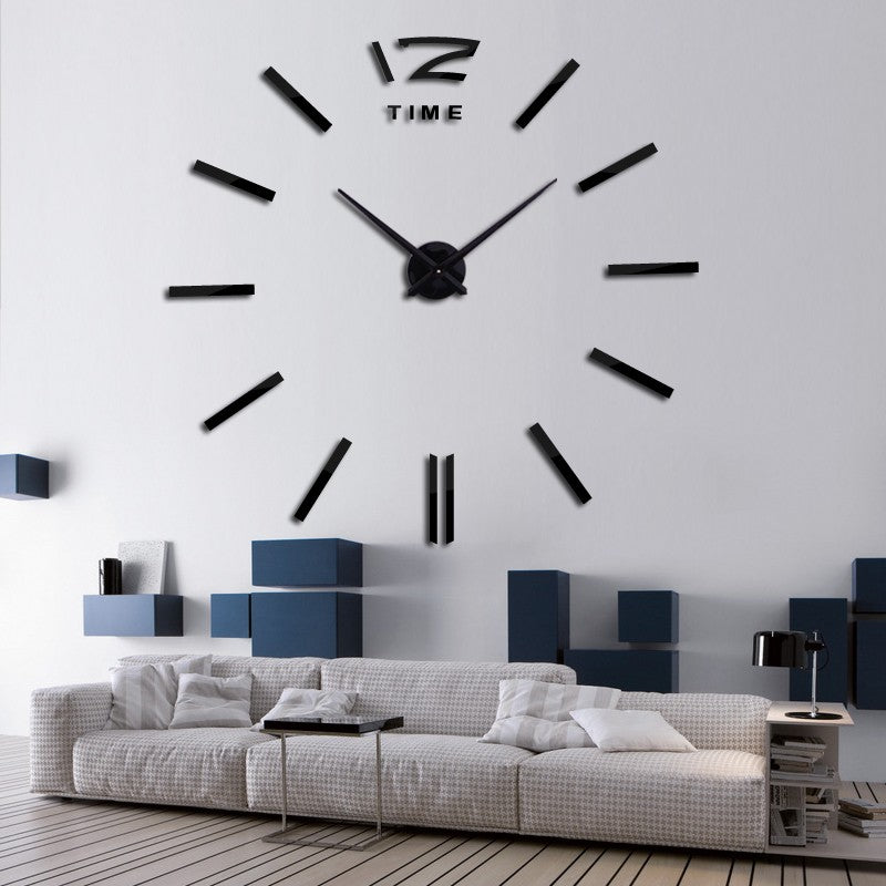 Modern DIY Wall Clock Large Frameless 3D Wall Clock Mirror Stickers Silent Home Living Room Office D