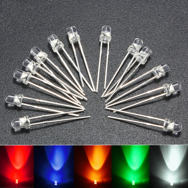 1000pcs 3MM Round Red Green Blue Yellow White Water Clear LED Diodes Light Kit