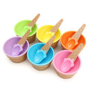 6PCS Children's Plastic Ice Cream Bowls Spoons Set Durable Ice Cream Cup Dessert Bowl