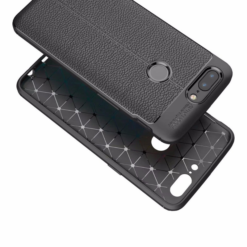 Litchi Leather Shockproof Soft TPU&Silicone Back Cover For OnePlus 5T