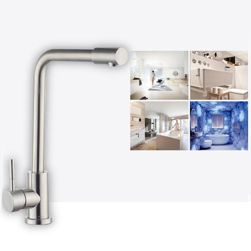 Stainless Steel Kitchen Water Tap Hot&Cold Mixer Basin Sink Faucet Brushed Surface Single Handle Faucet