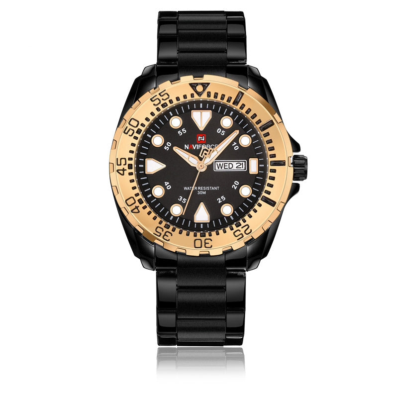 NAVIFORCE 9105 Business Style Male Wristwatch Stainless Steel Analog Quartz Watch