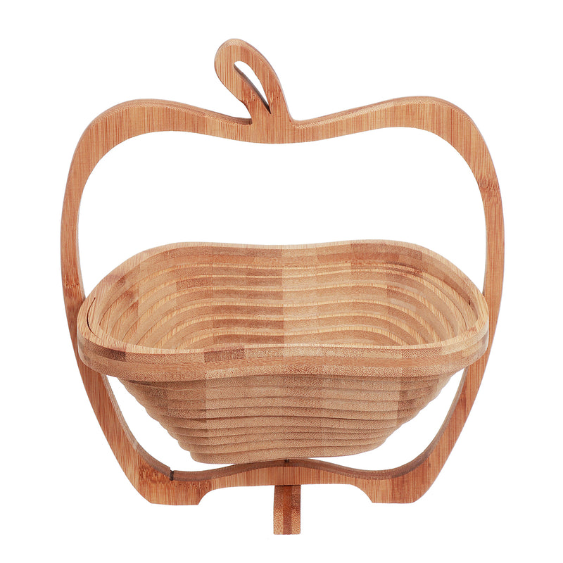 Collapsible Bamboo Fruit Basket Bowl Folding Foldable Trivet Storage Holder Rack Storage Baskets