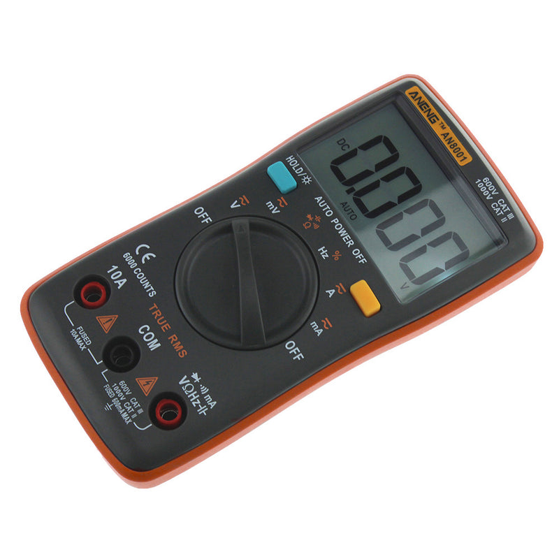 ANENG AN8001 Orange Professional True RMS Digital Multimeter 6000 Counts Backlight AC/DC Ammeter Voltmeter Resistance Capacitance Frequency Tester + Test Lead Set