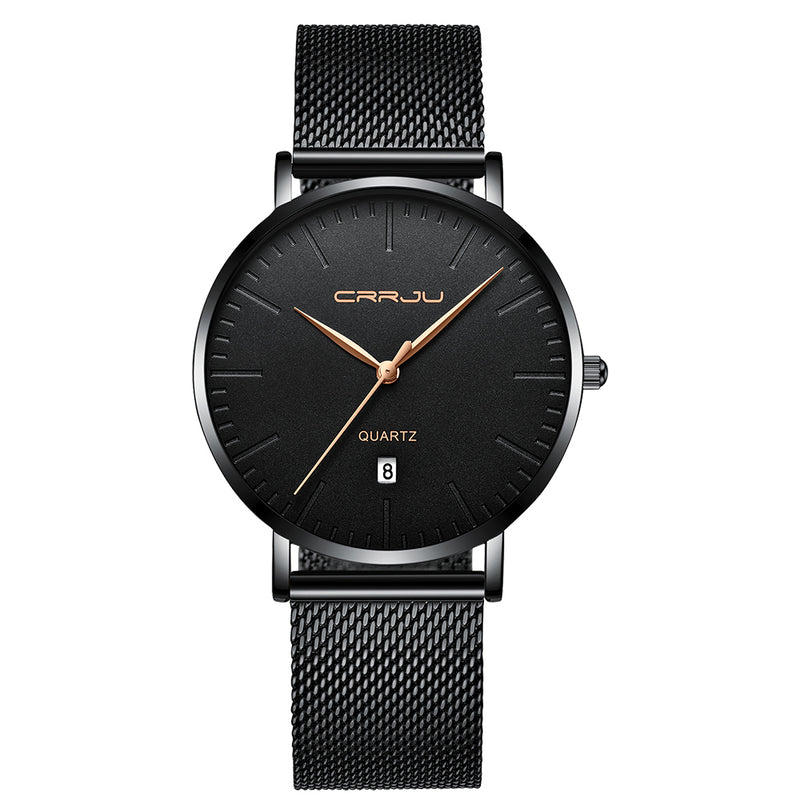 CRRJU 2269 Men Full Steel Simple Dial Date Display Quartz Watch
