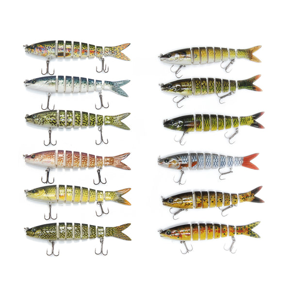 ZANLURE 6PC Fishing Lure 8 Segments Hard Bait 13cm/19g Artificial Lifelike Swimbait with Hook Pike