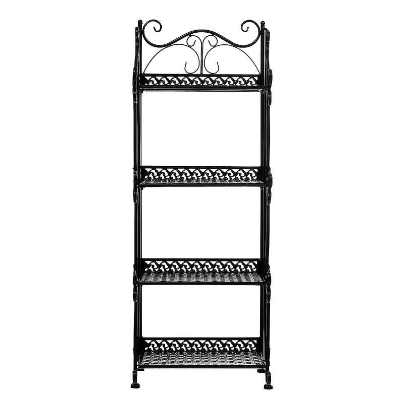 Black 4 Tier Standing Shelves Shelving Unit Kitchen Storage Rack