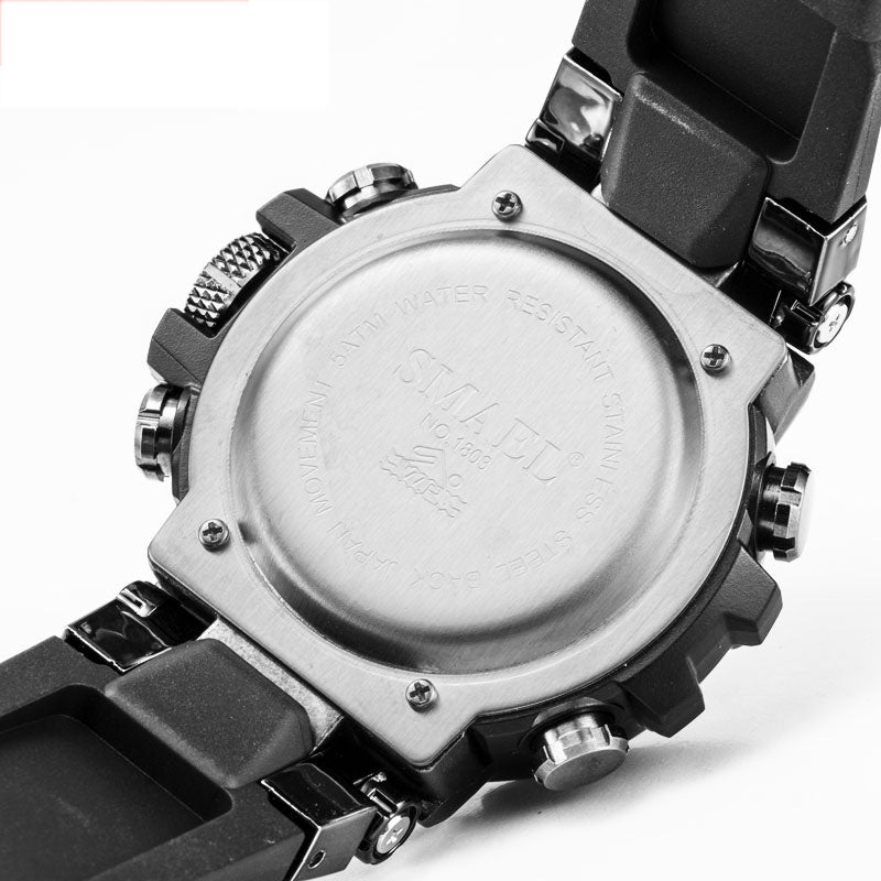 SMAEL 1803 Metal Case Luminous Needle 5ATM Waterproof Sport Dual Display Digital Watch