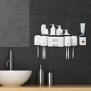 Kitchen Shelf Toothbrush Rack Hole-free Mouthwash Cup Bathroom Wall-mounted 2 Drawers Toothbrush Receptacle Rack + Toothpaste Extruder