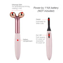 2 in 1 Electric Face Massage Roller Heated Eyelashes Curler Multifunction