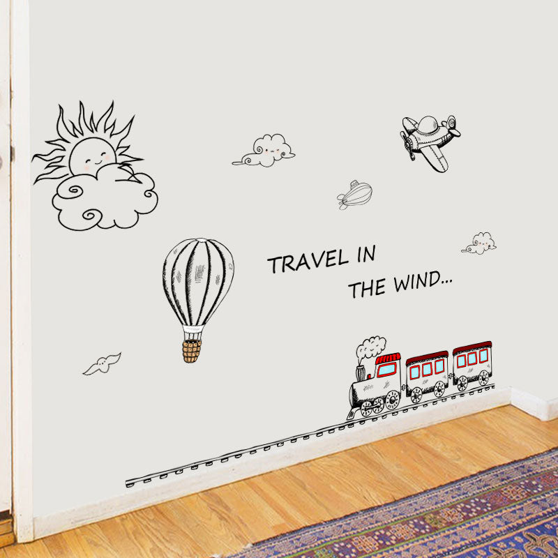 Miico FX82032 2PCS Cartoon Wall Stickers Small Train Painting Sticker Children's Room And Kindergarten Decoration Sticker