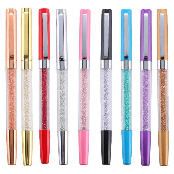 1 Piece Metal 1.0mm Diamond Signing Pen Ballpoint Pen Crystal Smooth Writing Pens for Office School Supplies Stationery