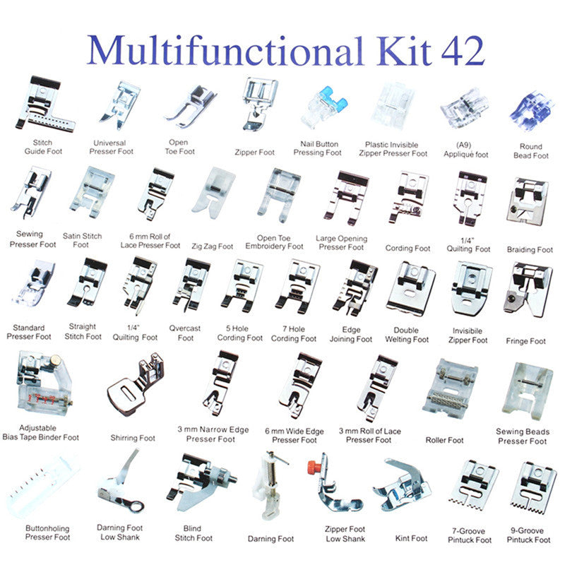 42 PCS Domestic Sewing Machine Foot Presser Feet Kit Sewing Machine Accessories