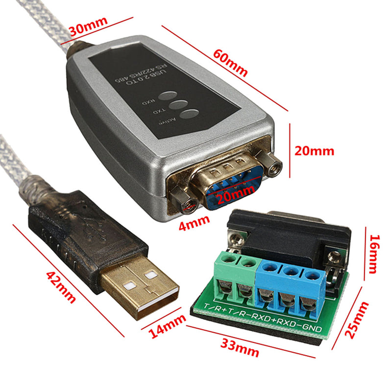 USB to RS485 RS422 Serial DB9 to Termi Serial Converter Adapter Cable