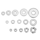 Suleve MXSW6 270Pcs Stainless Steel Flat Washer Fender Washer Hex Nut M3/M4/M5/M6/M8 Assortment Kit