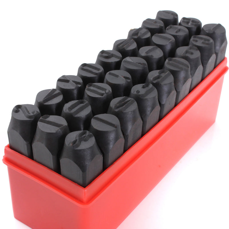 27pcs Stamps Letters Set Punch Steel Metal Die Tool Case Craft