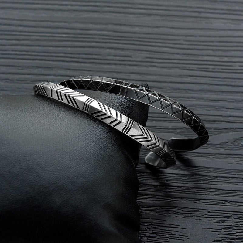 Titanium Steel Stainless Steel Rhomboid Open Male Bracelet