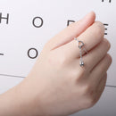 Fashion Platinum Plated Silver Ring Cat Bell Opening Adjustable Finger Rings for Women