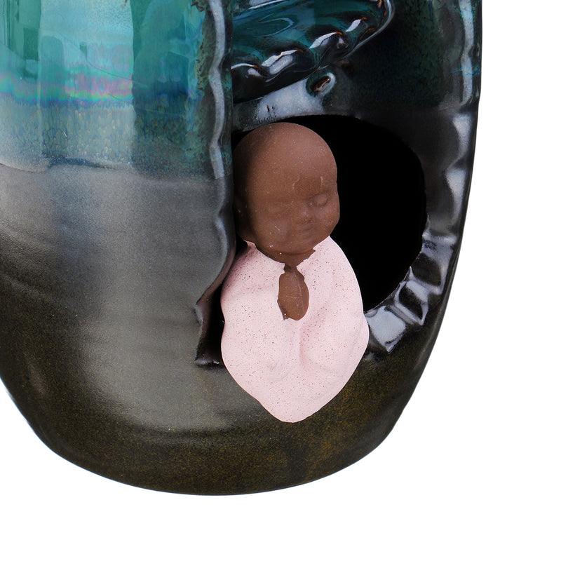 Ceramic Mountain Waterfall Smoke Backflow Incense Burner Cones Holder Decor