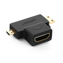 Ugreen 2 In 1 Mini HDMI/Micro HDMI Male to HDMI Female Adapter Supports 3D 4K 60Hz 1080P for GoPro Hero 6 Hero 5 Camera DSLR