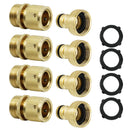 3/4'' NPT Solid Brass Male and Female Connector Garden Hose Quick Connect Water Hose Pipe Connectors Fitting w/ Hose Washers