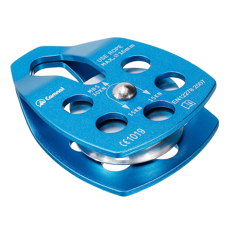 30KN A7075 Aerospace Aluminum Climbing Rescue Double Pulley Speed Cable Trolley