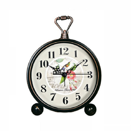 VST Silent Character Bedside Table Alarm Clock Wrought Iron Small Desk Clock