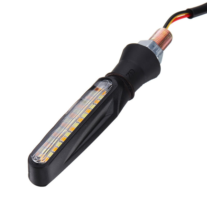 4pcs 15LED Flowing Turn Signal Lights Indicators White&Amber Blinker Motorcycle Universal