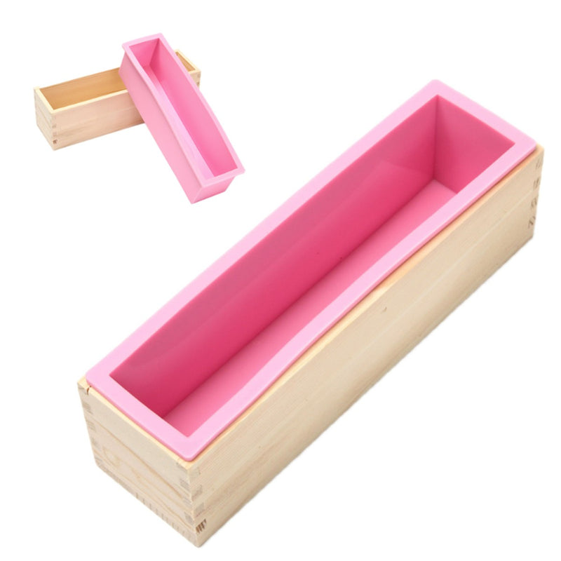 Silicone Loaf Bread Cake Mold Soap Making Mould Biscuit Baking Tool with Wooden Box
