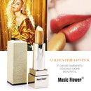 Music Flower Golden Lip stick Shimmer Long lasting Water-proof Metal Moisturizing Women Makeup