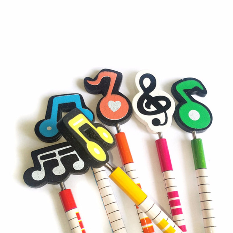 12 Pcs Wooden Musical Note Cartoon Pencils Stationery Gifts for Children