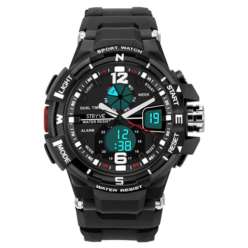 STRYVE S8012 Chronograph Luminous Week Display Waterproof Men Sport Dual Display Digital Watch