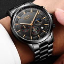 LIGE 9877 Business Style Waterproof Men Wrist Watch Luminous Display Full Steel Quartz Watches
