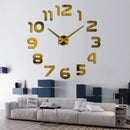 Large 3D Number Mirror Wall Sticker DIY Home Decor Big Watch Art Clock Wall Clock