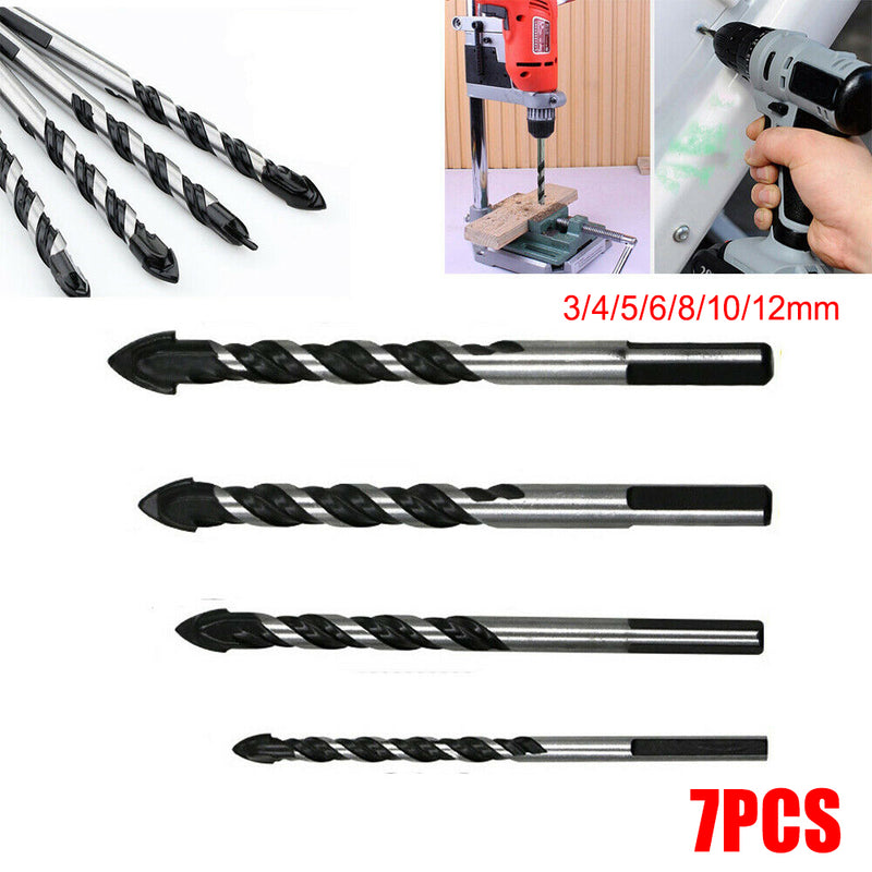 7Pcs Triangle Drill Bit Woodworking Wood Plastic Metal Cutting Hole Saw Cutter