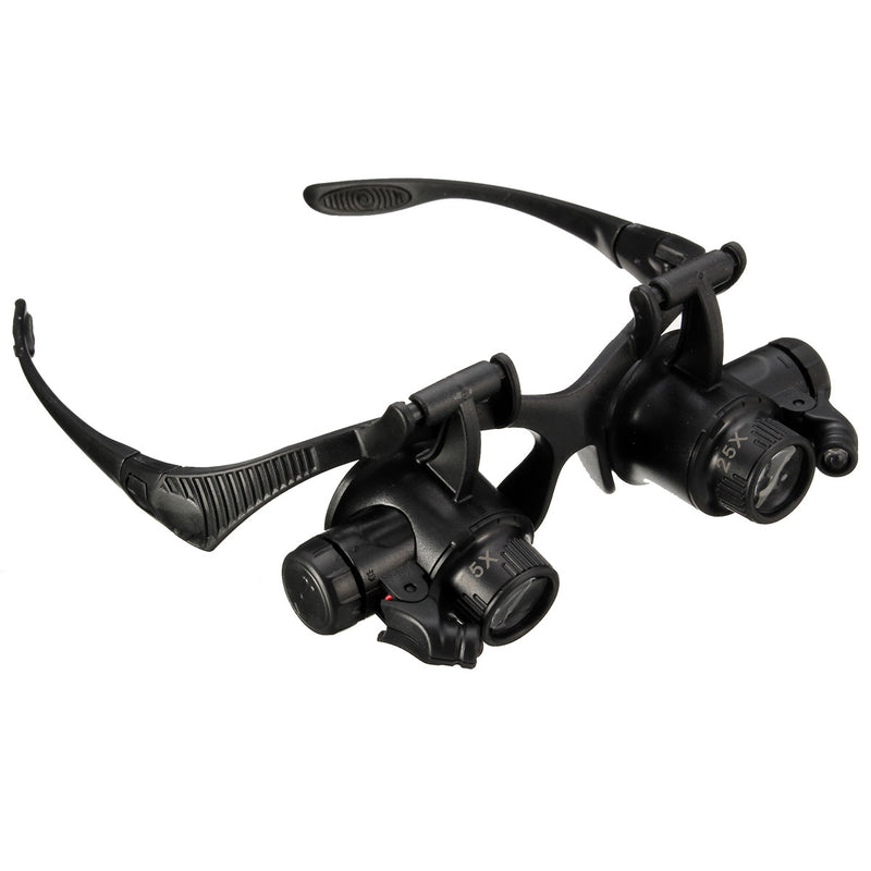 10X 15X 20X 25X Spectacles Glasses LED Lamp Magnifier Loupe Jewellery Maintain with 8pcs Replacement