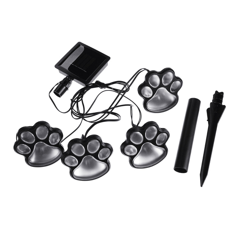 Solar Power 4 LED Dog Animal Paw Print Light for Outdoor Garden Path
