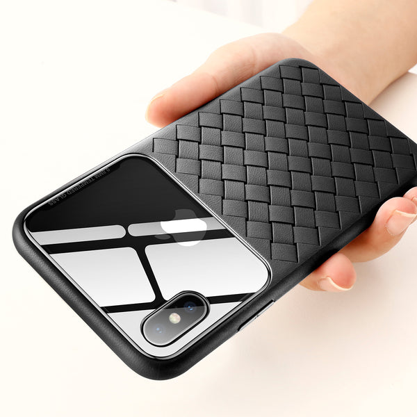 Baseus Protective Case For iPhone XS Max Scratch Resistant Tempered Glass Woven TPU Back Cover