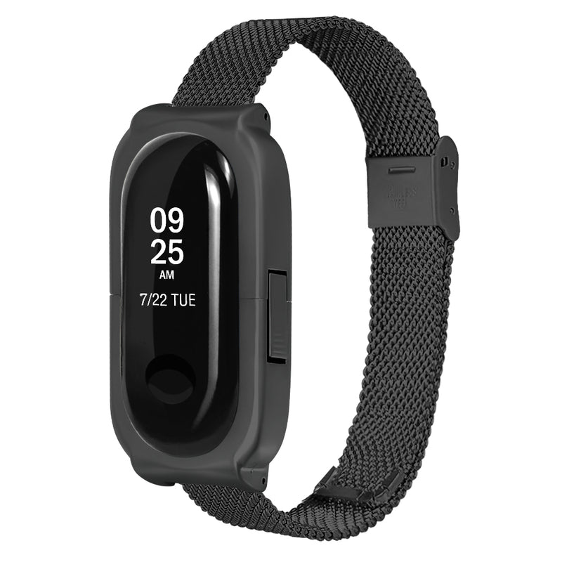 Bakeey Anti-lost Design Mesh Stainless Steel Watch Band for Xiaomi Miband 3